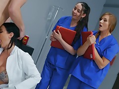 Muddy MILF involves these teen nurses into the game
